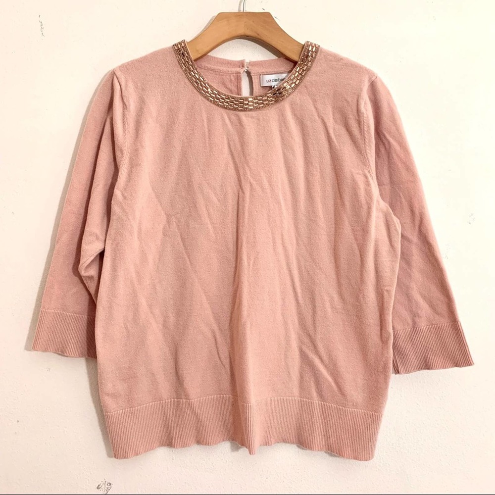 Liz Claiborne rose pink light sweater size L p